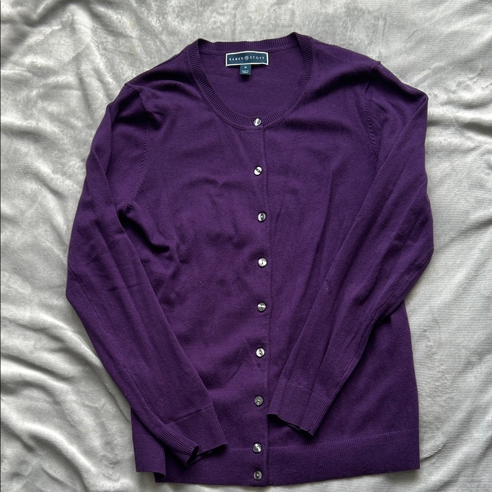 Karen Scott Deep Purple Women's Cardigan